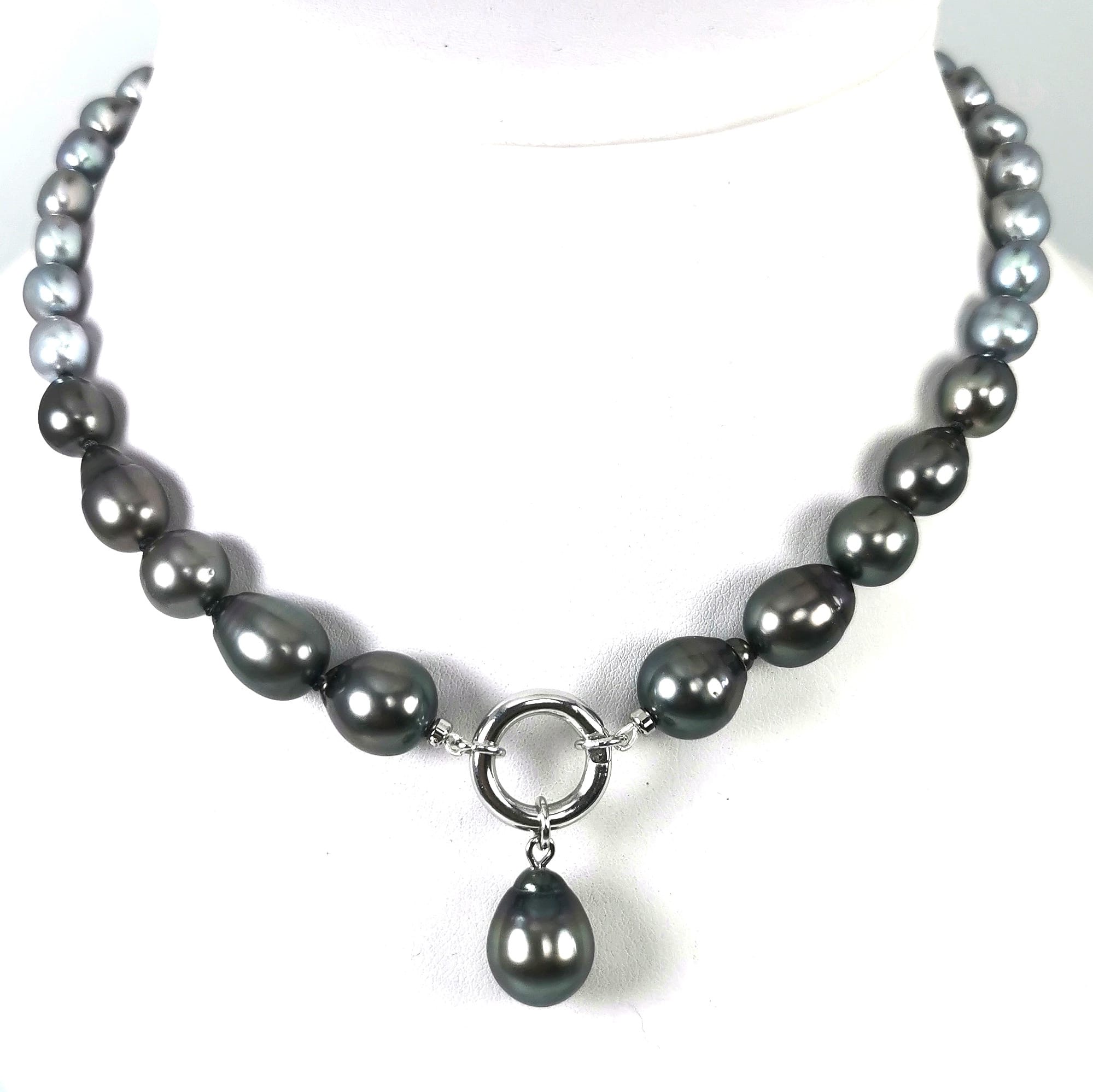 Collier perles de Tahiti et eau douce baroques drop Ag925 collier de perles de culture en dégradé de couleurs naturelles Ag925