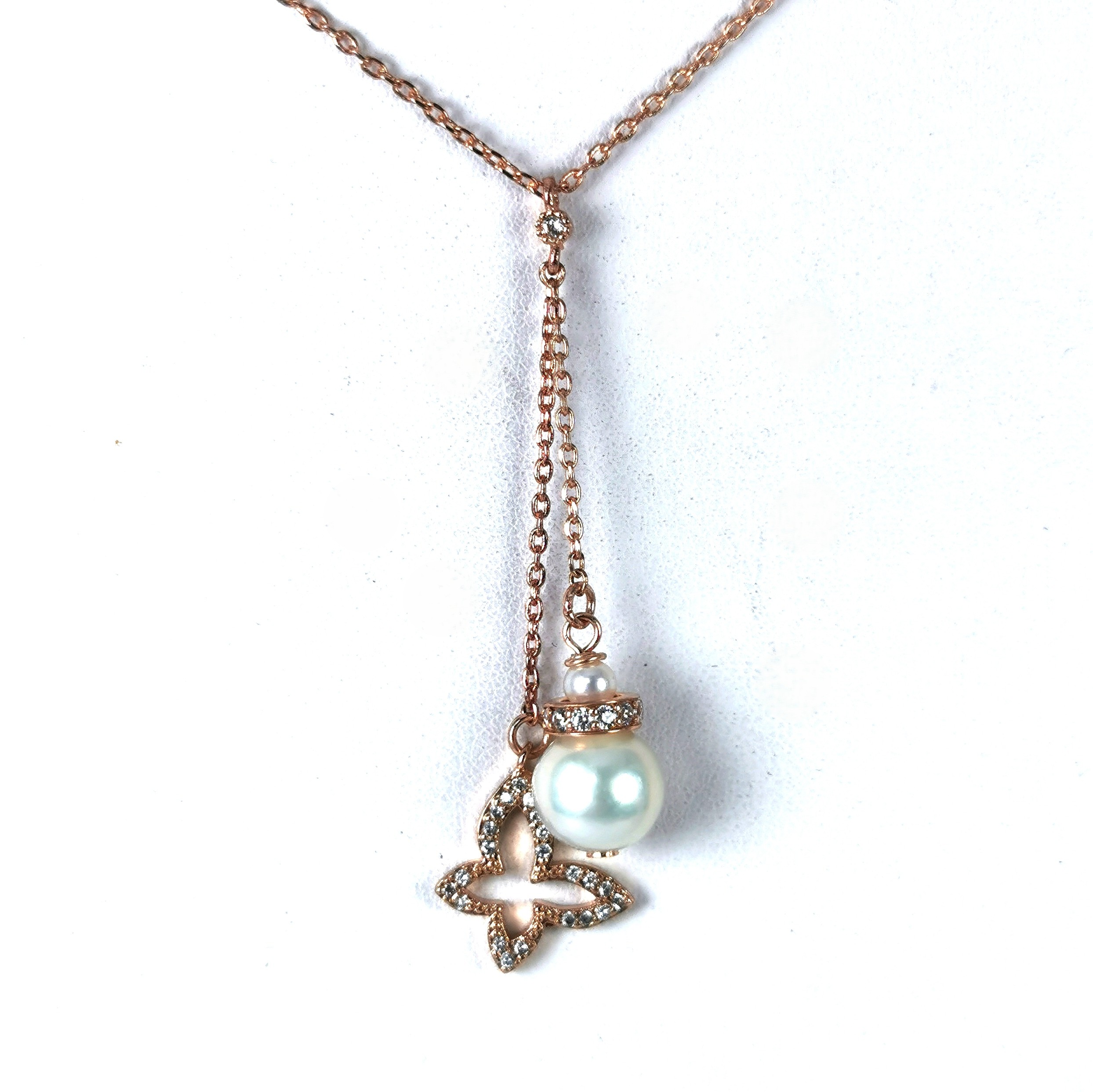 collier fashion perles et pierres collier perles Akoya C.Z. argent 925